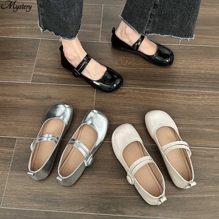 Giày Búp Bê mary jane Bằng Da Phong Cách vintage Đơn Giản
