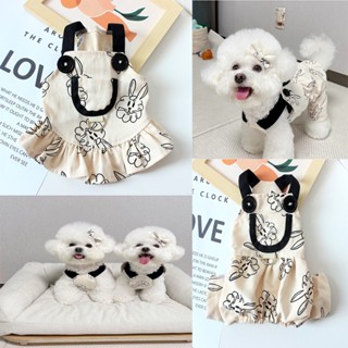 Bộ Áo Liền Quần Có Dây Đeo Họa Tiết Thỏ Dễ Thương Có Túi Dành Cho Cún Cưng shih tzu Hoạt Hình