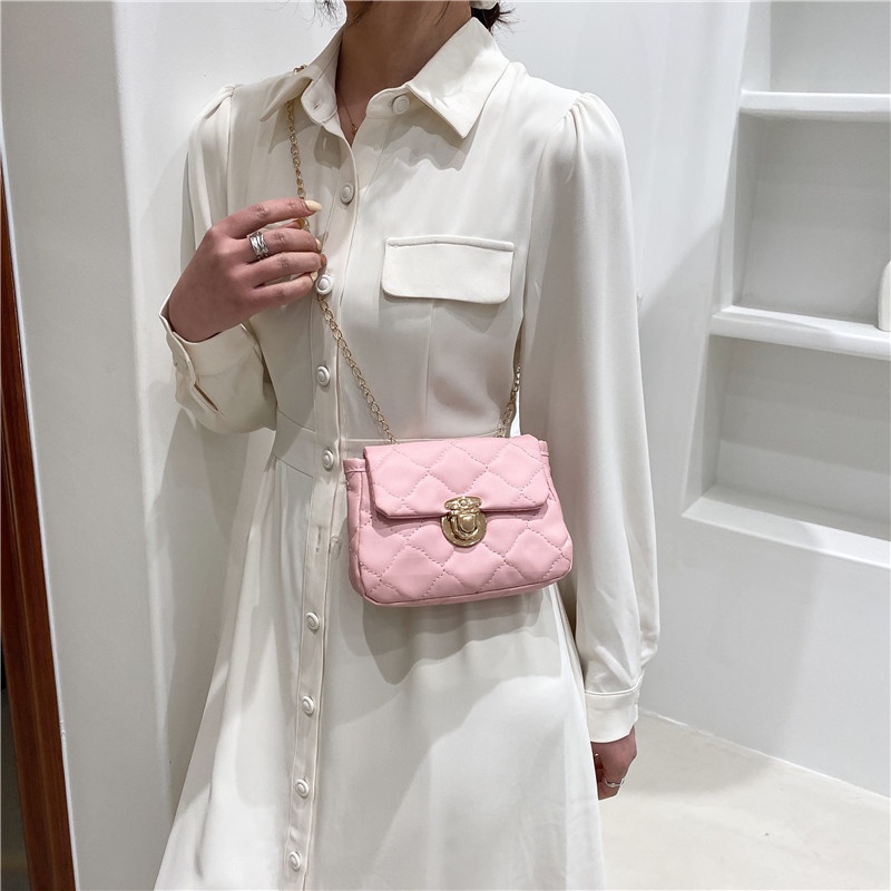 MOUSSON Túi Đeo Chéo Hình Vuông Cỡ Nhỏ Phối Dây Đeo Sợi Xích Thời Trang Sang Trọng Cho Nữ