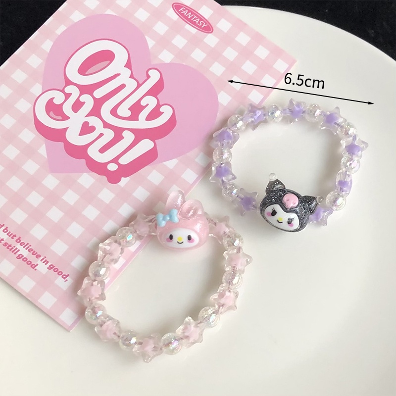 Sanrio Vòng Đeo Tay Hoạt Hình Co Giãn Bằng Nhựa resin Sáng Tạo Phong Cách Hàn Quốc Dành Cho Bạn Gái