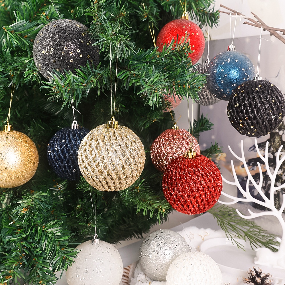 Set 12 Trái Châu Lấp Lánh Trang Trí Cây Thông Noel