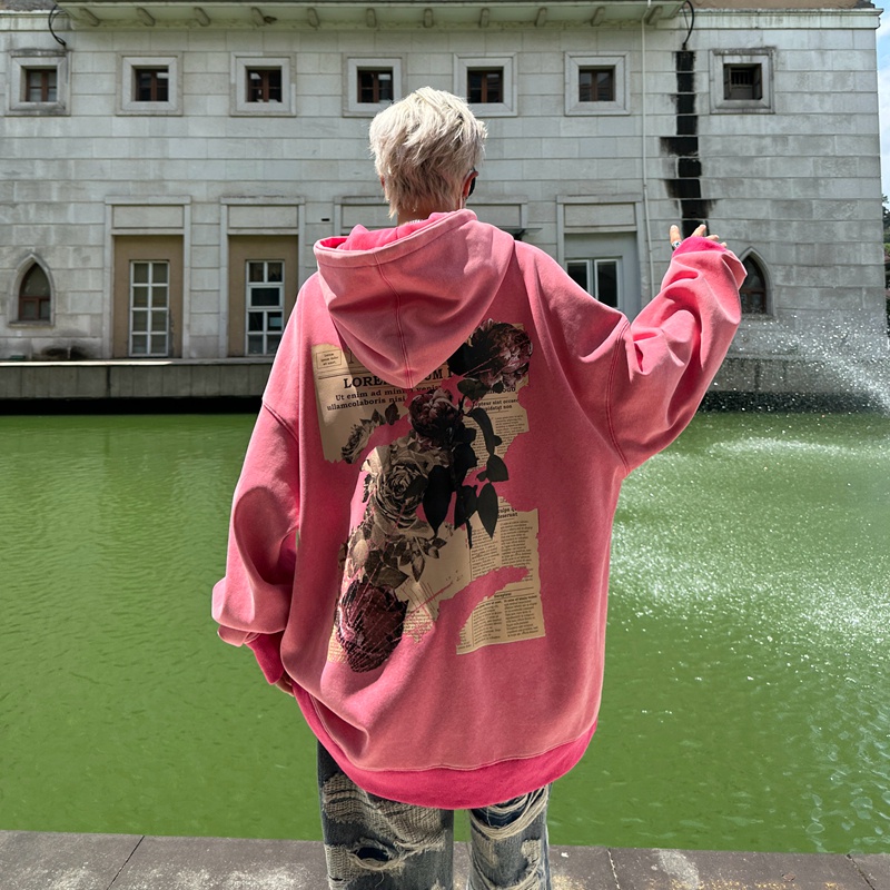 IFNICEFUTURE Áo hoodie Dáng Rộng In Hình Hoa Hồng Phong Cách vintage Thời Trang Mùa Thu Mới
