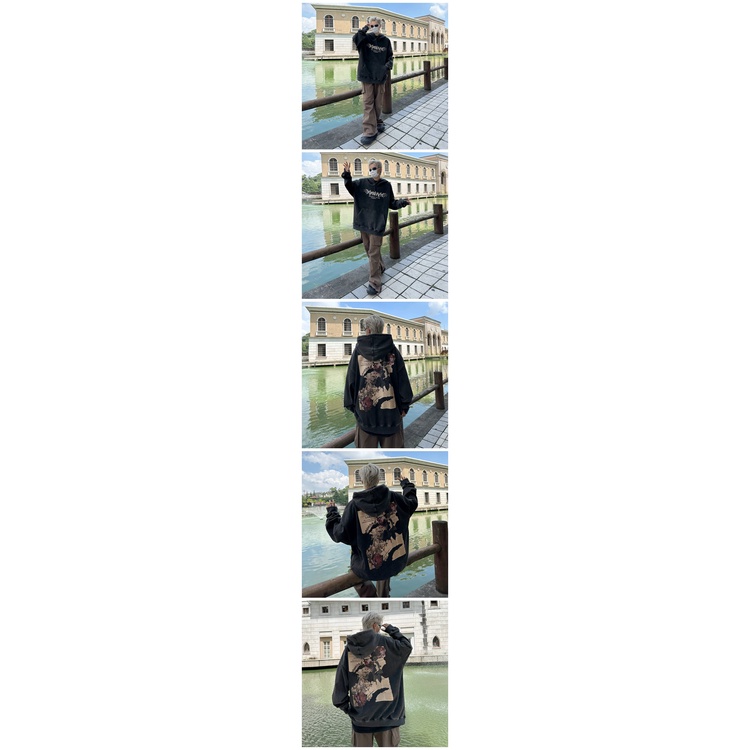 IFNICEFUTURE Áo hoodie Dáng Rộng In Hình Hoa Hồng Phong Cách vintage Thời Trang Mùa Thu Mới