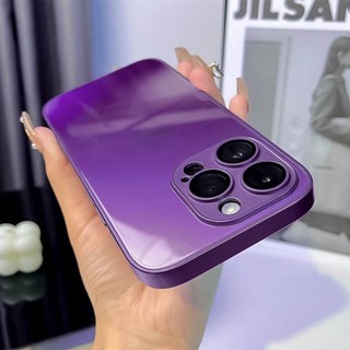 Ốp Lưng silicone Tráng Kính Cường Lực Màu gradient Cho iphone 14 13 11 12 pro max Sự Bảo Vệ