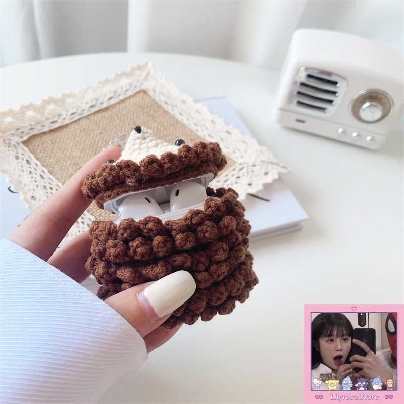 Ốp Vỏ Bảo Vệ Hộp Sạc Tai Nghe bluetooth airpods 1 2 3 airpods pro2 2022 Hình Nhím Gai Đan Len Dễ Thương