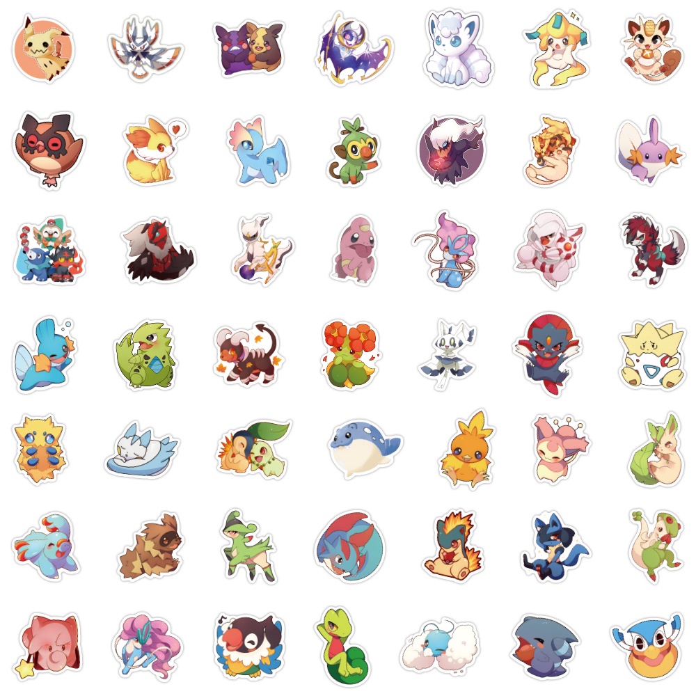 Bộ 100 Miếng Dán Hoạt Hình pokemon Chống Nước Cho Mũ Bảo Hiểm Xe Đạp