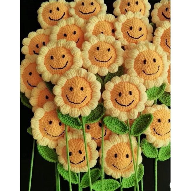 Bó Hoa Hướng Dương Đan Len Thủ Công Sáng Tạo Làm Quà Tặng Sinh Nhật