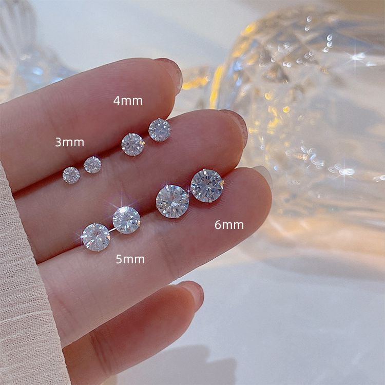 Bông Tai Mạ Bạc 925 Đính Đá zircon Kiểu Dáng Đơn Giản Cho Nam Và Nữ