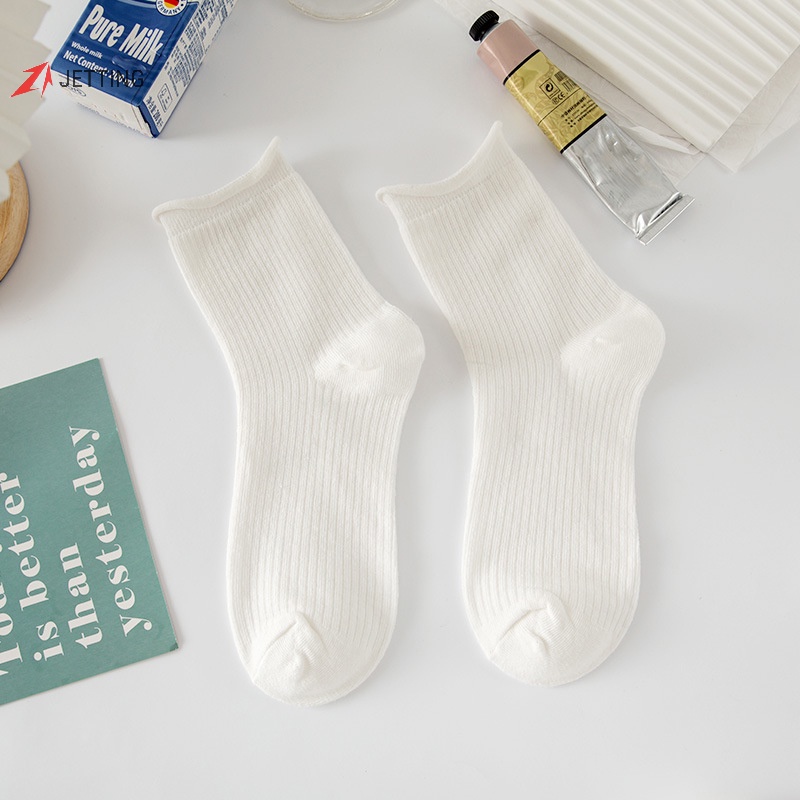 1 Đôi Tất cotton Màu Trơn Thoải Mái Thời Trang Cho Nữ