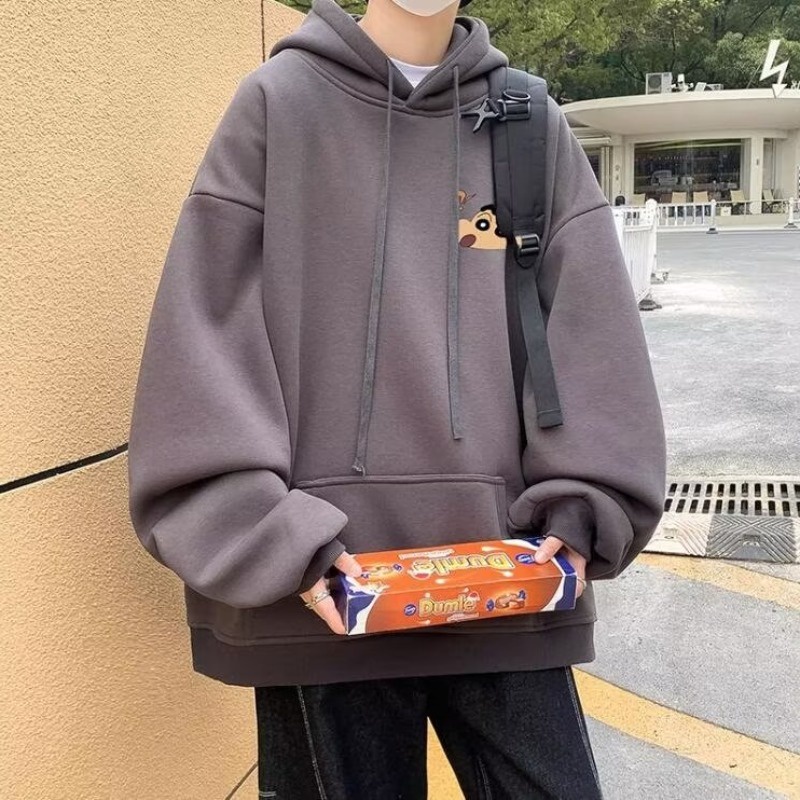 Áo hoodie Tay Dài Dáng Rộng In Hình Cậu Bé Bút Chì shin-chan Phong Cách Hàn Quốc Thời Trang Mùa Thu Cho Nam m-5xl