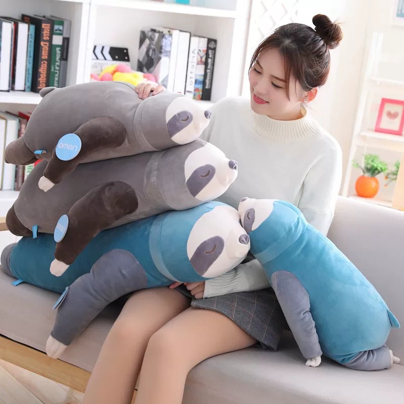 Thú Nhồi Bông Hình Con Lười Bằng Cotton Pp Mềm Mại Màu Xanh Dương / Xám Cho Bé