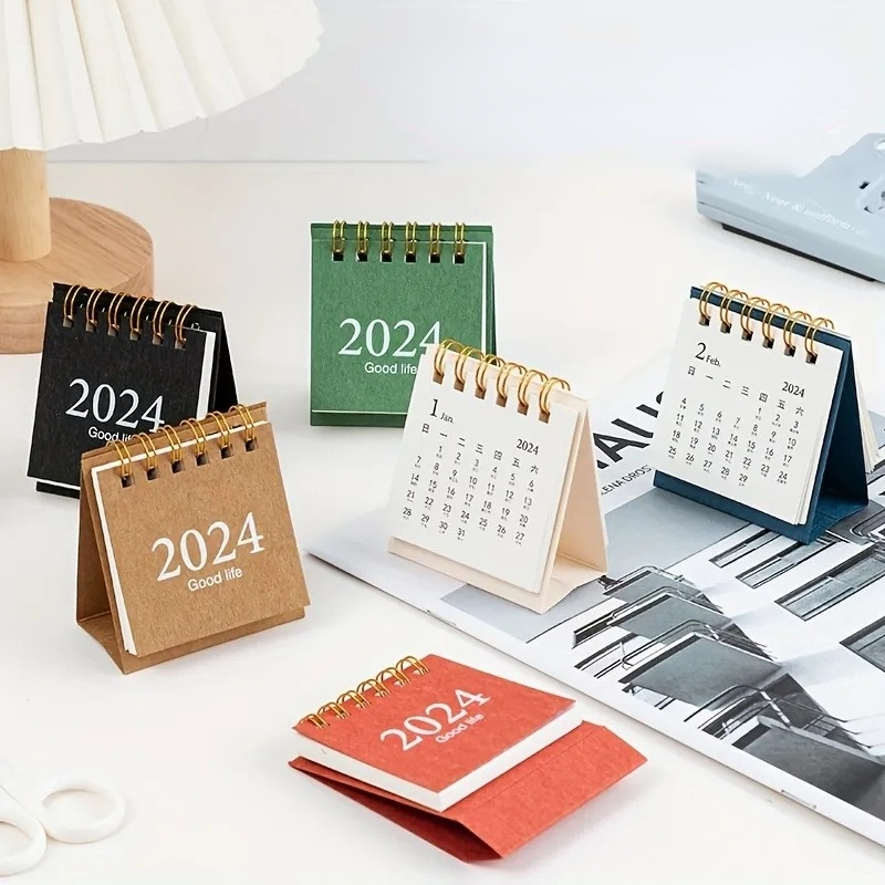 Lịch Để Bàn Năm Mới 2024 mini Màu Trơn Đơn Giản