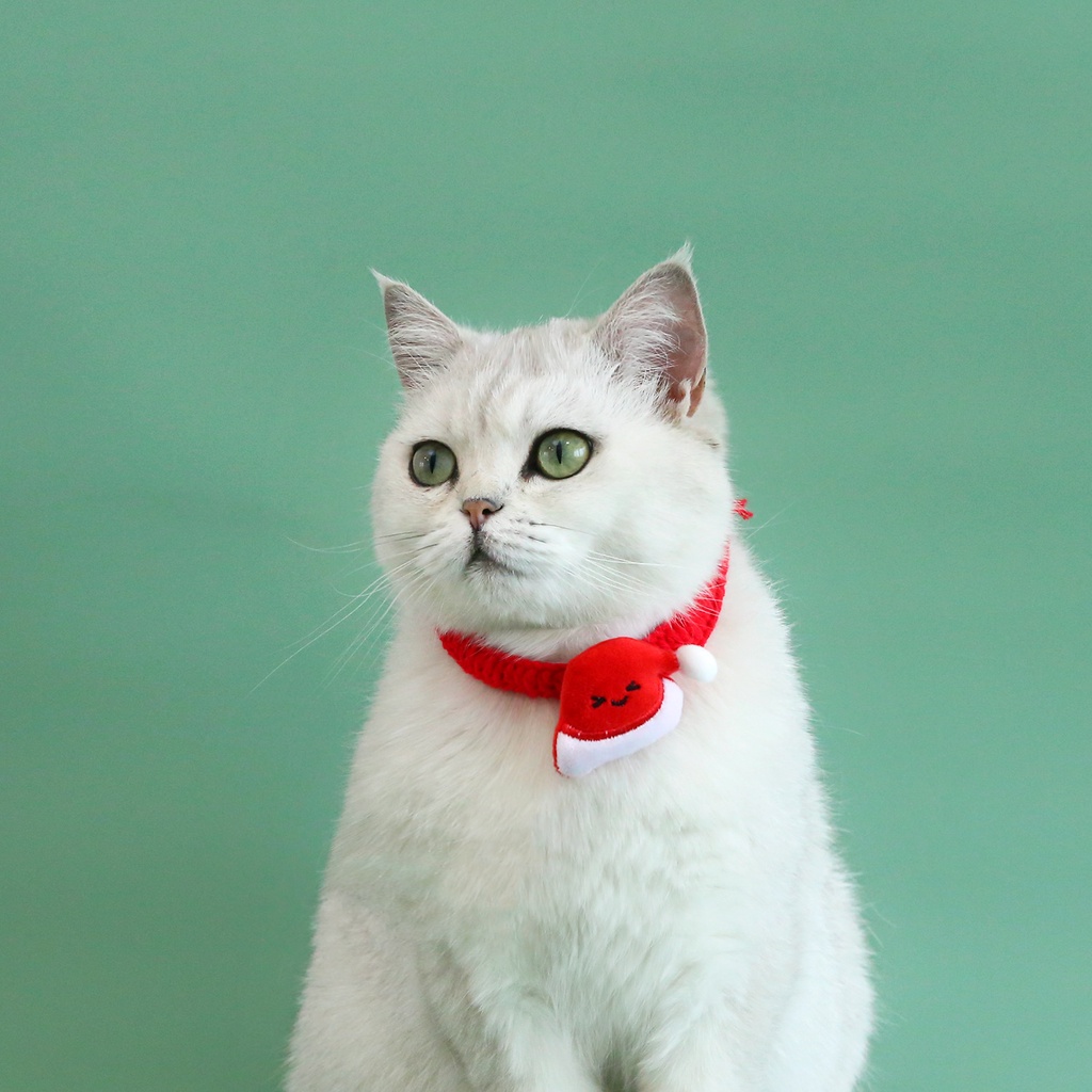 Khăn Choàng Cổ Đan Len Họa Tiết Giáng Sinh Hoạt Hình Ông Già Noel Có Chuông Cho Thú Cưng