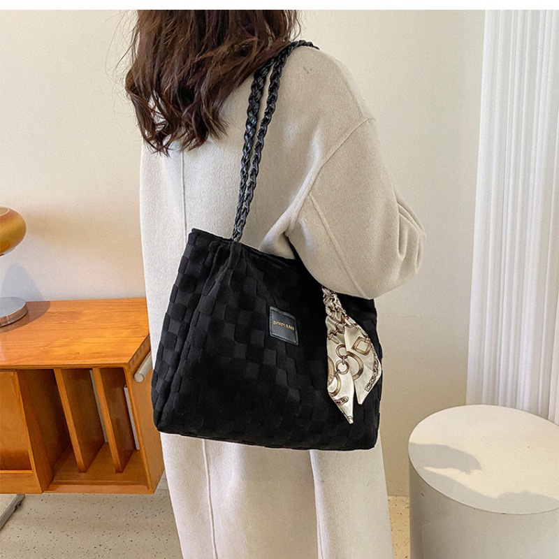 Túi tote Vải canvas Dệt Sức Chứa Lớn Mùa Thu Và Mùa Đông Kiểu Mới 2023 Phù Hợp Cho Hàng Ngày