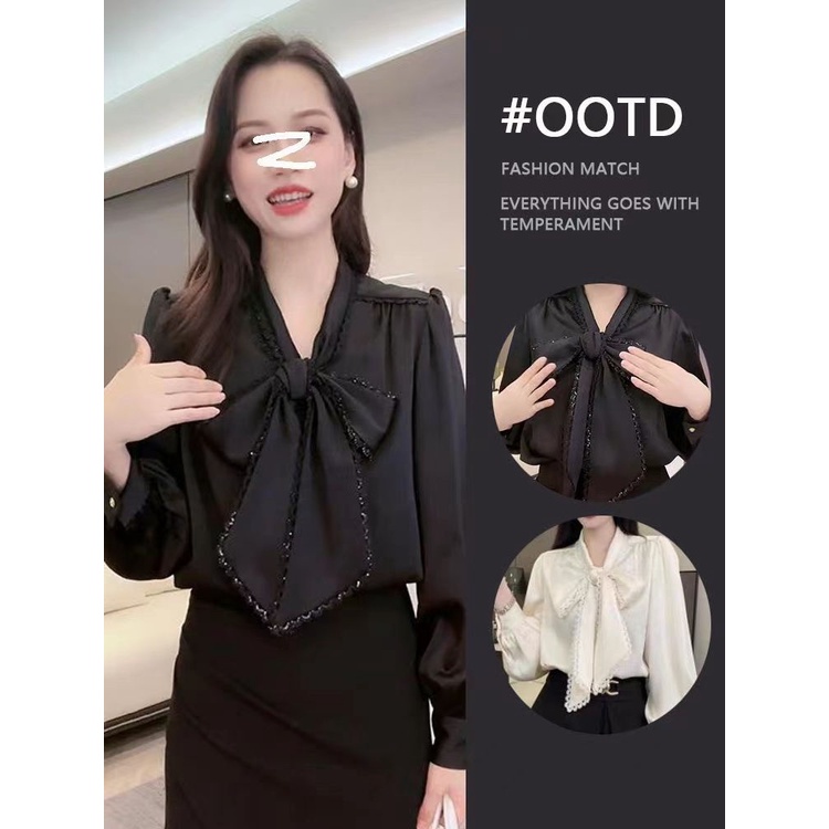 Áo Sơ Mi Trắng Phong Cách Thời Trang Pháp Thời Trang Xuân Thu Dành Cho Nữ