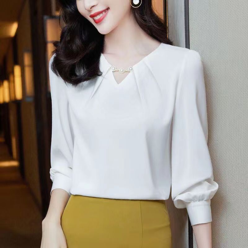 Áo Sơ Mi chiffon Cổ v Thời Trang Mùa Thu Cao Cấp