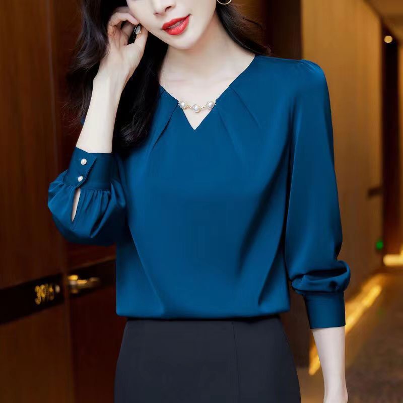 Áo Sơ Mi chiffon Cổ v Thời Trang Mùa Thu Cao Cấp