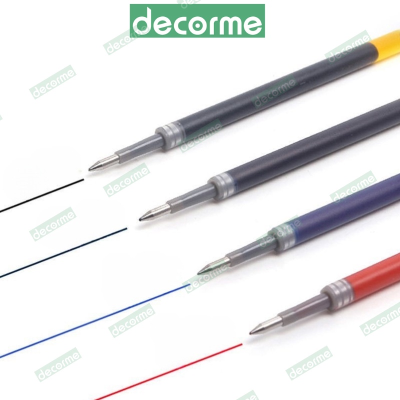 Ngòi bút bấm DecorMe ruột bút 11cm mực gel đen xanh đỏ ngòi 0.5mm dành cho bút gel bấm mực khô nhanh viết trơn mượt