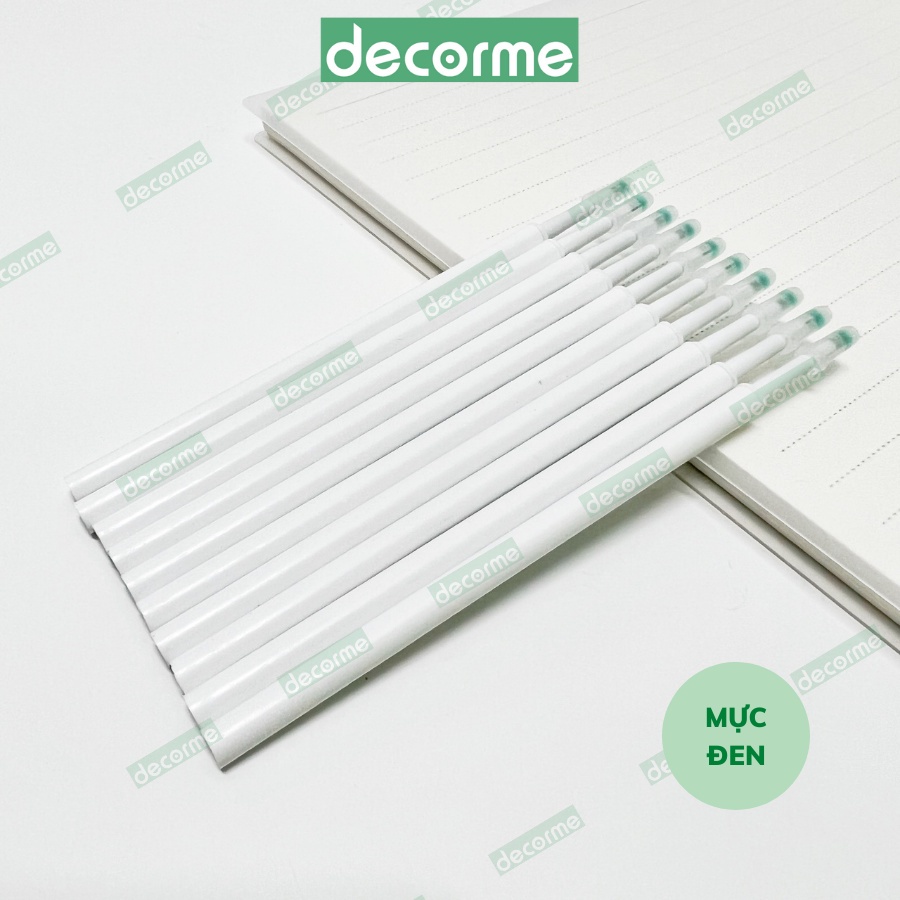 Ngòi bút bấm DecorMe ruột bút 11cm mực gel đen xanh đỏ ngòi 0.5mm dành cho bút gel bấm mực khô nhanh viết trơn mượt
