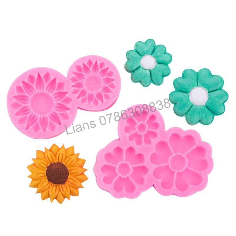 SG - Khuôn silicon làm bánh fondant rau câu 4d hoa mai đào, hoa hướng dương