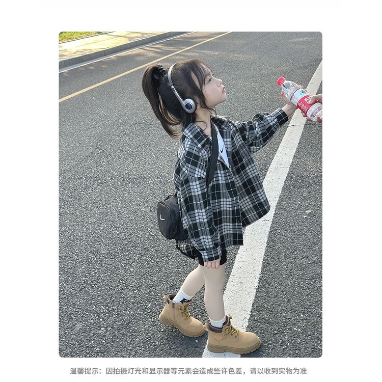 Áo Sơ Mi Vải cotton Kẻ Sọc Ca Rô Thiết Kế Dễ Thương Cho Bé Gái