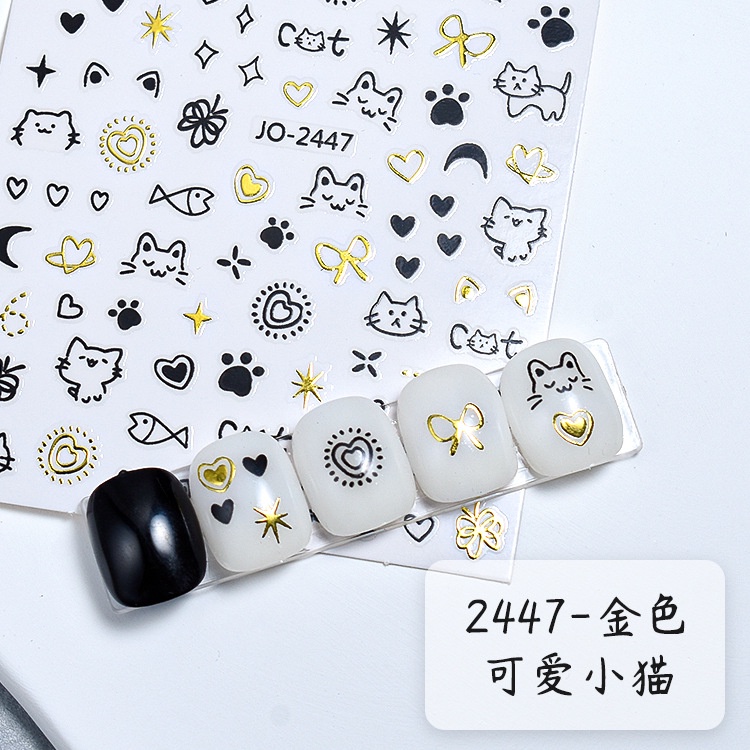 Miếng Dán Móng Tay Hình Mèo / Cún / Thỏ / graffiti Dễ Thương Chống Thấm Nước