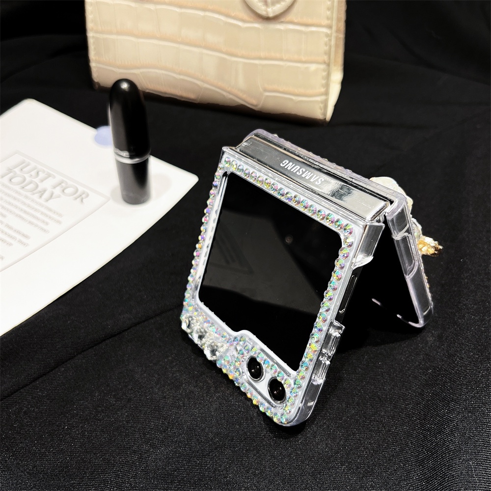 Bao Da Điện Thoại Nắp Lật Đính Đá Hình Hoa Hồng 3d Cho samsung galaxy z flip 5 5g z flip5