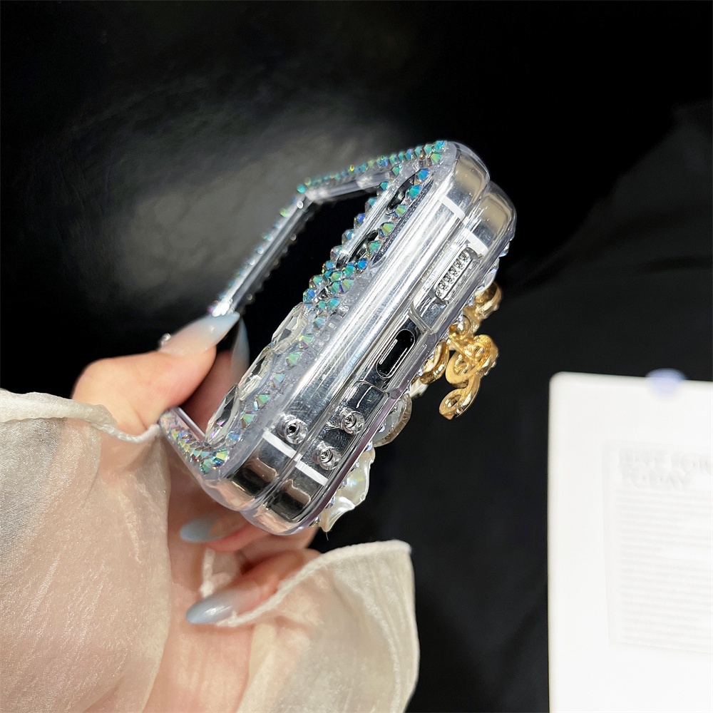 Bao Da Điện Thoại Nắp Lật Đính Đá Hình Hoa Hồng 3d Cho samsung galaxy z flip 5 5g z flip5