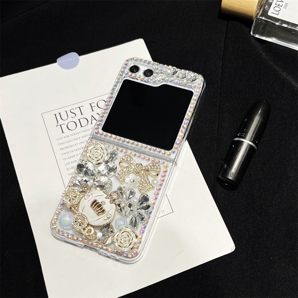 Bao Da Điện Thoại Nắp Lật Đính Đá Hình Hoa Hồng 3d Cho samsung galaxy z flip 5 5g z flip5