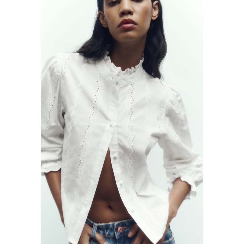 Zara Áo Sơ Mi Trắng Thêu Họa Tiết Thời Trang Mùa Thu 8741228 250