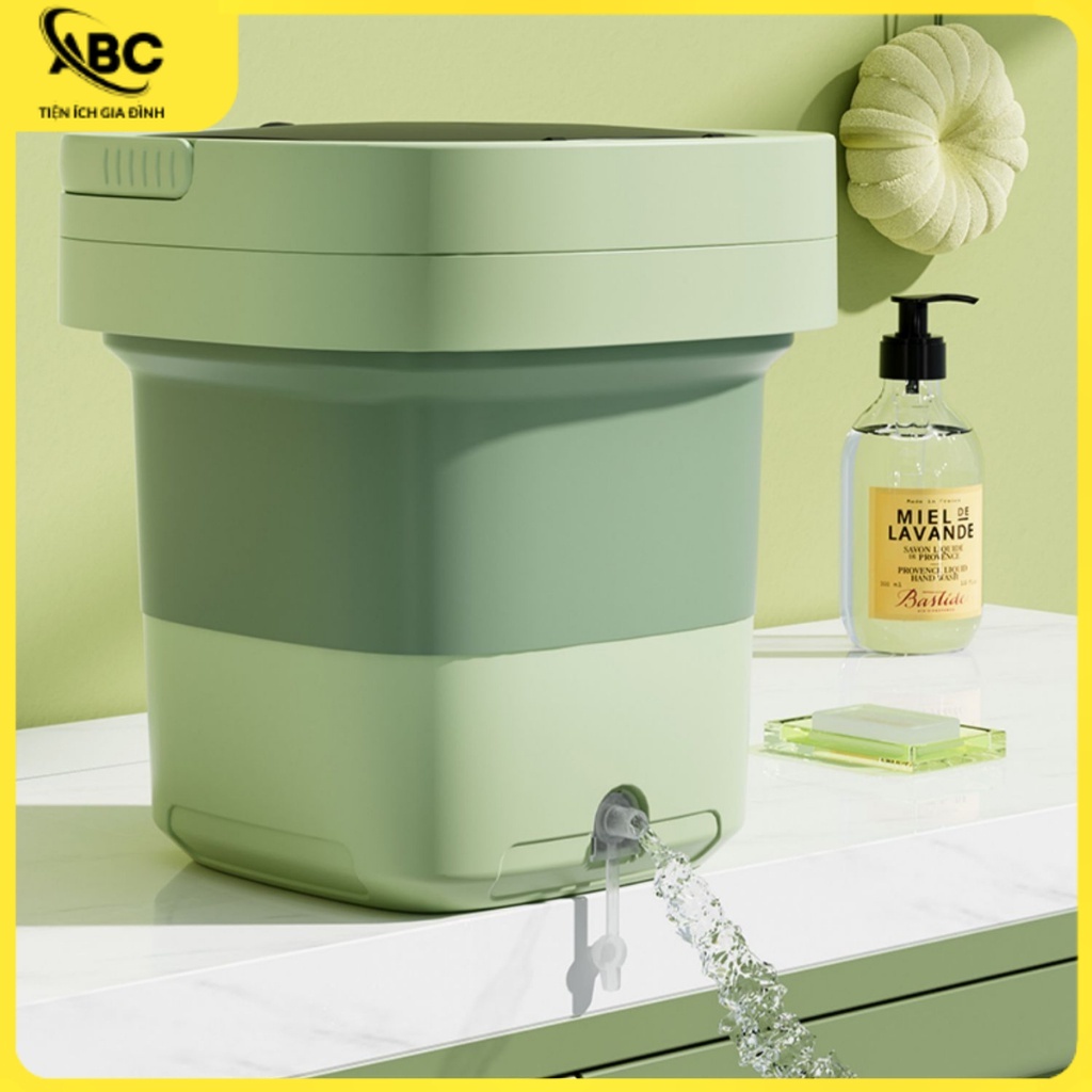 Máy giặt mini gấp gọn, máy giặt đồ lót, tất vớ, giặt đồ cho bé dung tích 6L tự vắt khô khử khuẩn bằng công nghệ mới