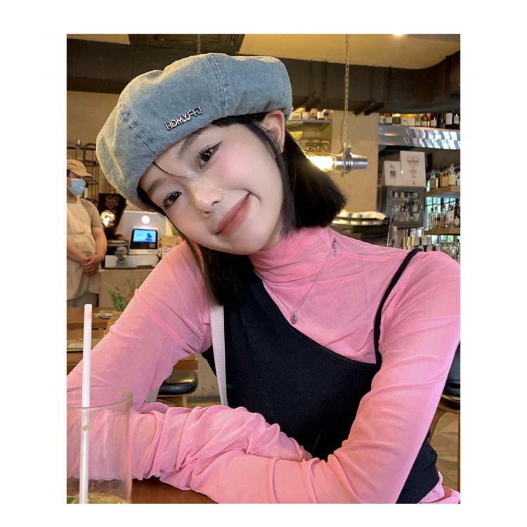 Mũ beret denim Phong Cách Thời Trang Hàn Quốc Nhật Bản Dành Cho Nữ