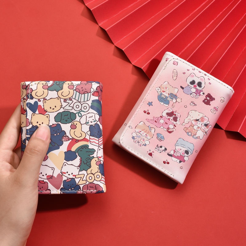 Ví Ngắn Dạng Gập Ba Khúc Hình Sở Thú Sáng Tạo Dễ Thương Cao Cấp Có Giá Đỡ