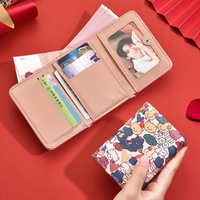 Ví Ngắn Dạng Gập Ba Khúc Hình Sở Thú Sáng Tạo Dễ Thương Cao Cấp Có Giá Đỡ