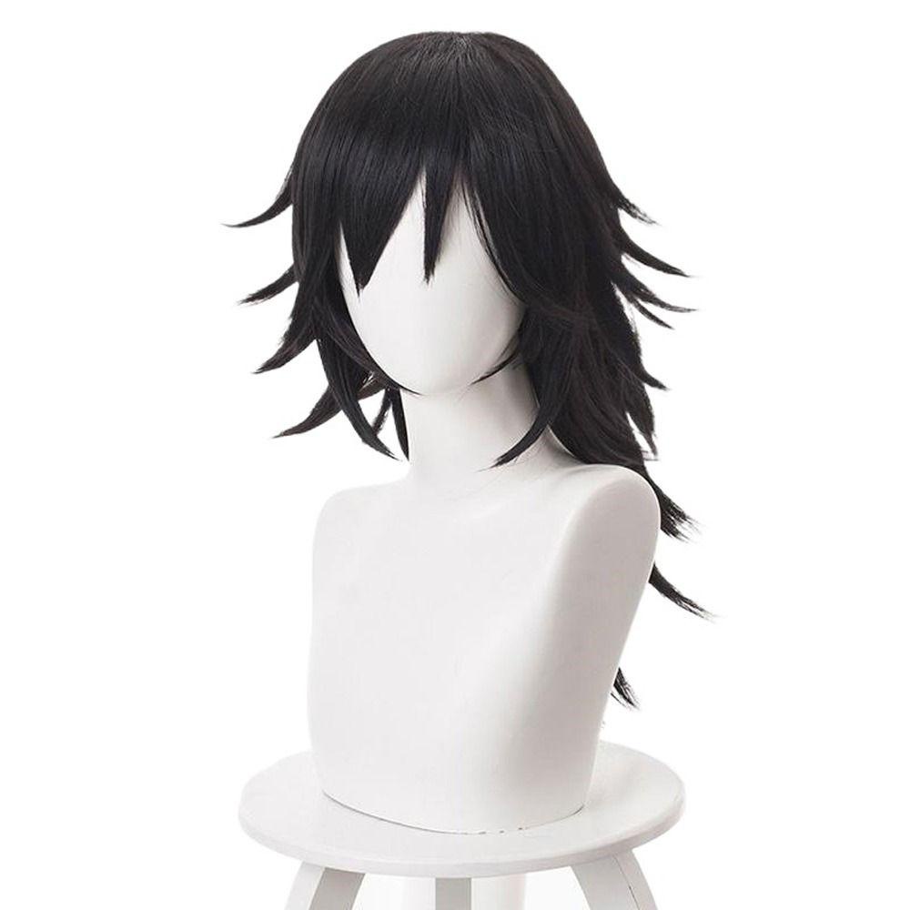 Bộ Tóc Giả Ngắn Thẳng Tự Nhiên Màu Đen Hóa Trang Nhân Vật tomioka giyuu Trong demon slayer