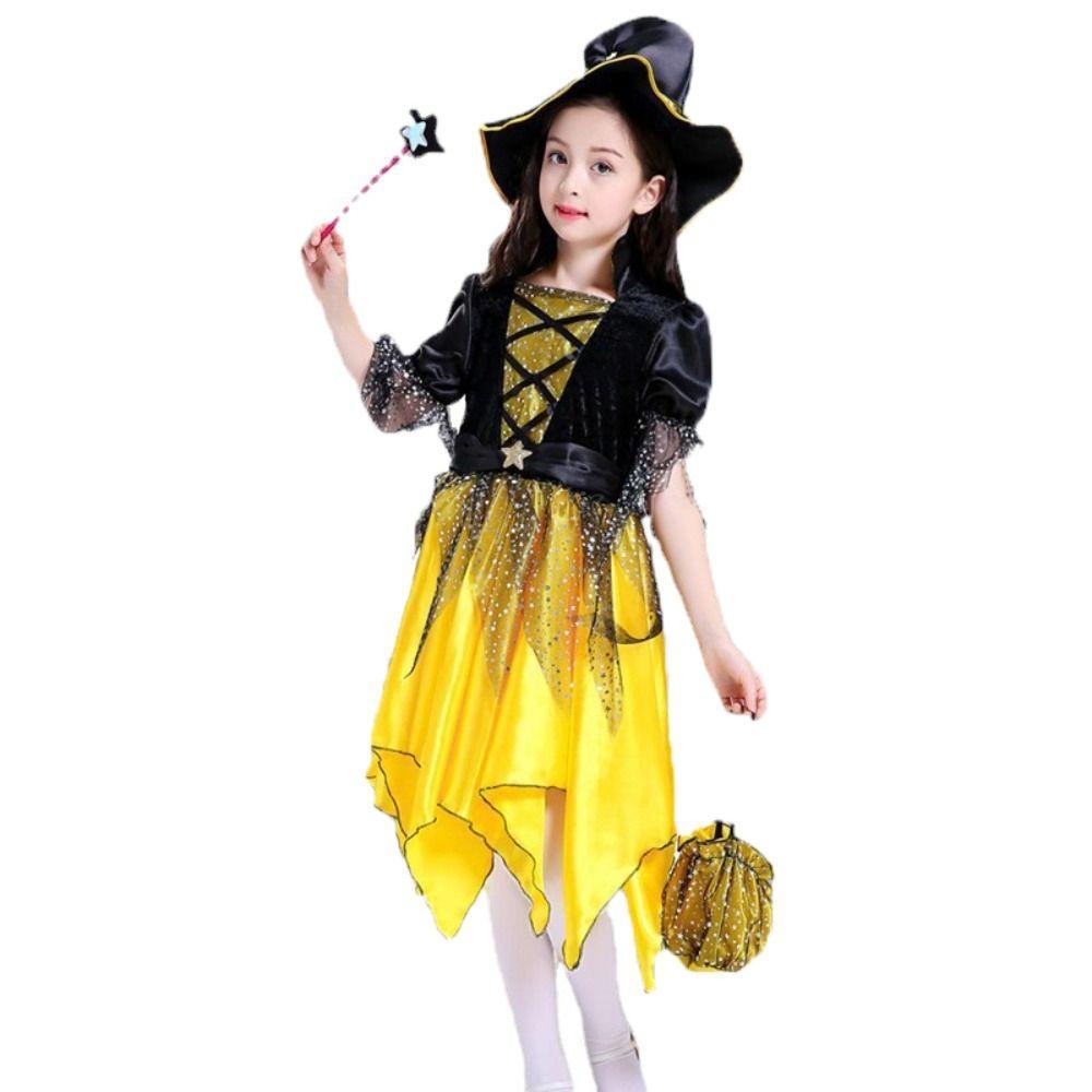 Bộ Trang Phục Hóa Trang halloween Nhân Vật Phù Thủy Kèm Mũ Lưới Lấp Lánh Mới Lạ