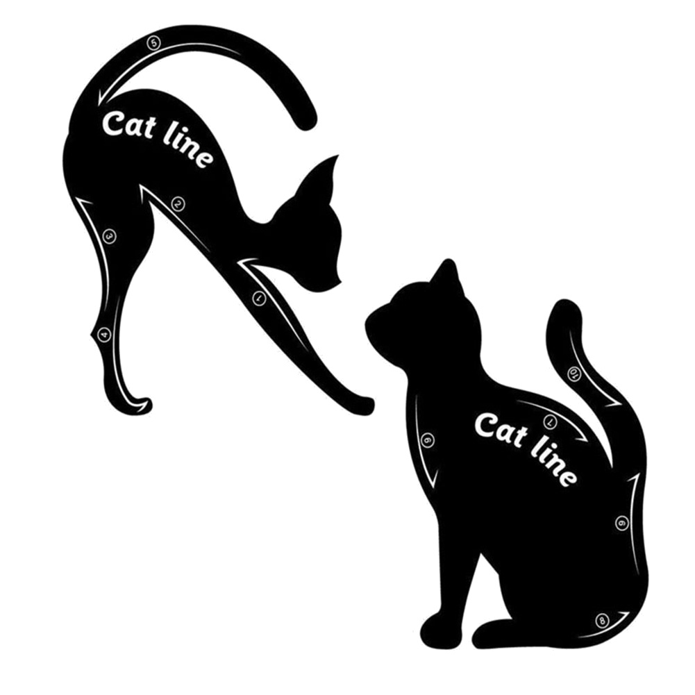 2 Thẻ Khuôn Mẫu Kẻ Mắt / Lông Mày Hình Mèo