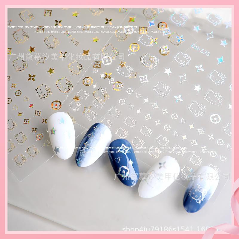 Miếng Dán Trang Trí Móng Tay Hình Mèo 3d Dễ Thương
