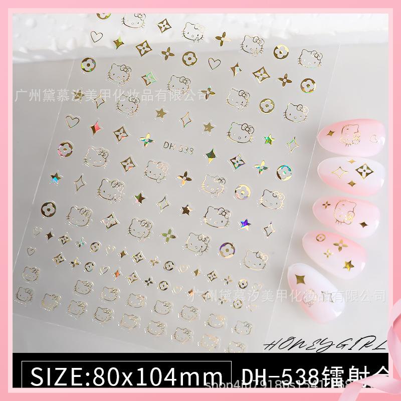 Miếng Dán Trang Trí Móng Tay Hình Mèo 3d Dễ Thương