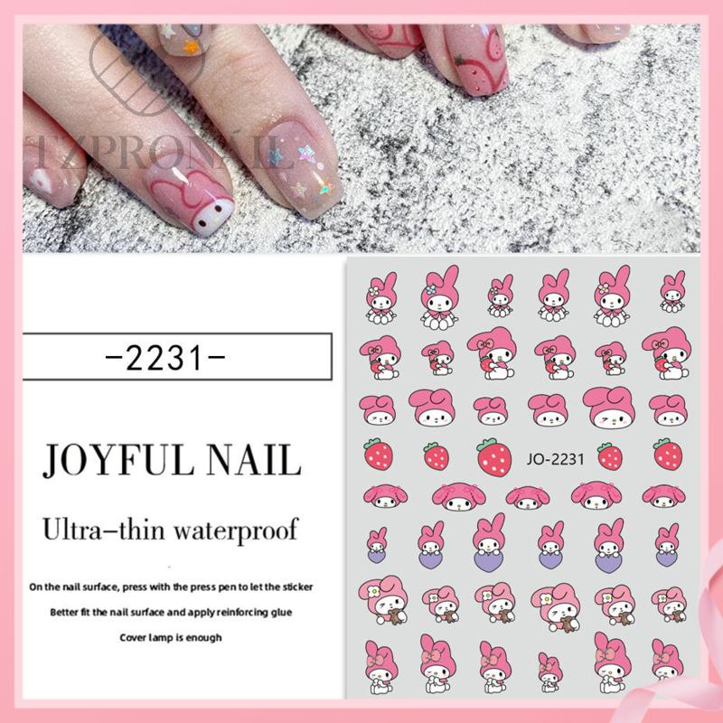 Dễ Thương Sticker Dán Móng Tay Hình Thỏ Gấu Kumamon Cún melody kuromi Đáng Yêu