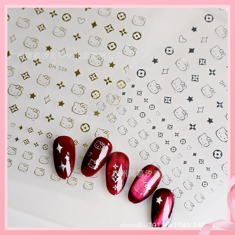 Miếng Dán Trang Trí Móng Tay Hình Mèo 3d Dễ Thương
