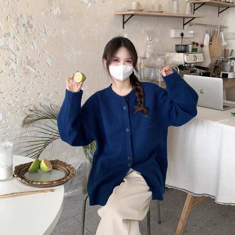 Áo Cardigan nữ form rộng trơn basic nút đôi phong cách Hàn 2023