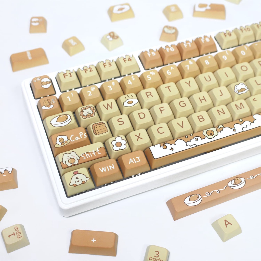 Fried Eggs Keycap XDA Profile Hoạt Hình PBT DYE SUB Bàn Phím Cơ Keycap