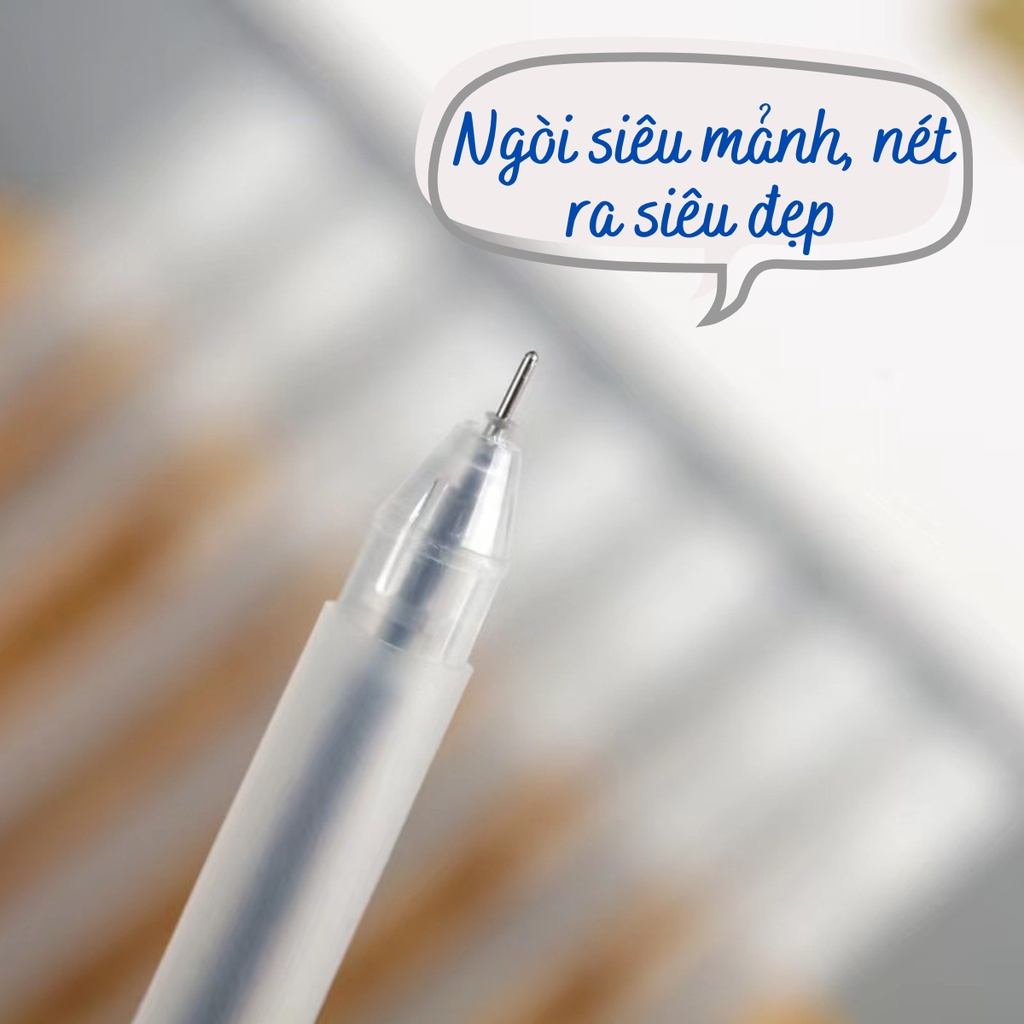 Bút Gel 0.5mm Giá 1K Viết Trơn Nét Mảnh Mực Đen-Đỏ-Xanh Nhanh Khô Bút Bi Vỏ Nhám Văn Phòng Phẩm Peachhome Viết Muji Bấm