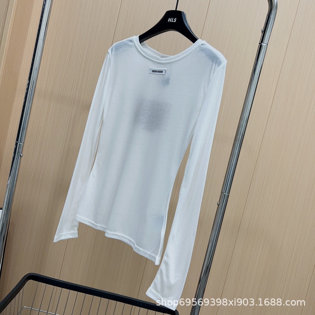MIU MIU girls all-match bottoming Tencel transparent long sleeve T