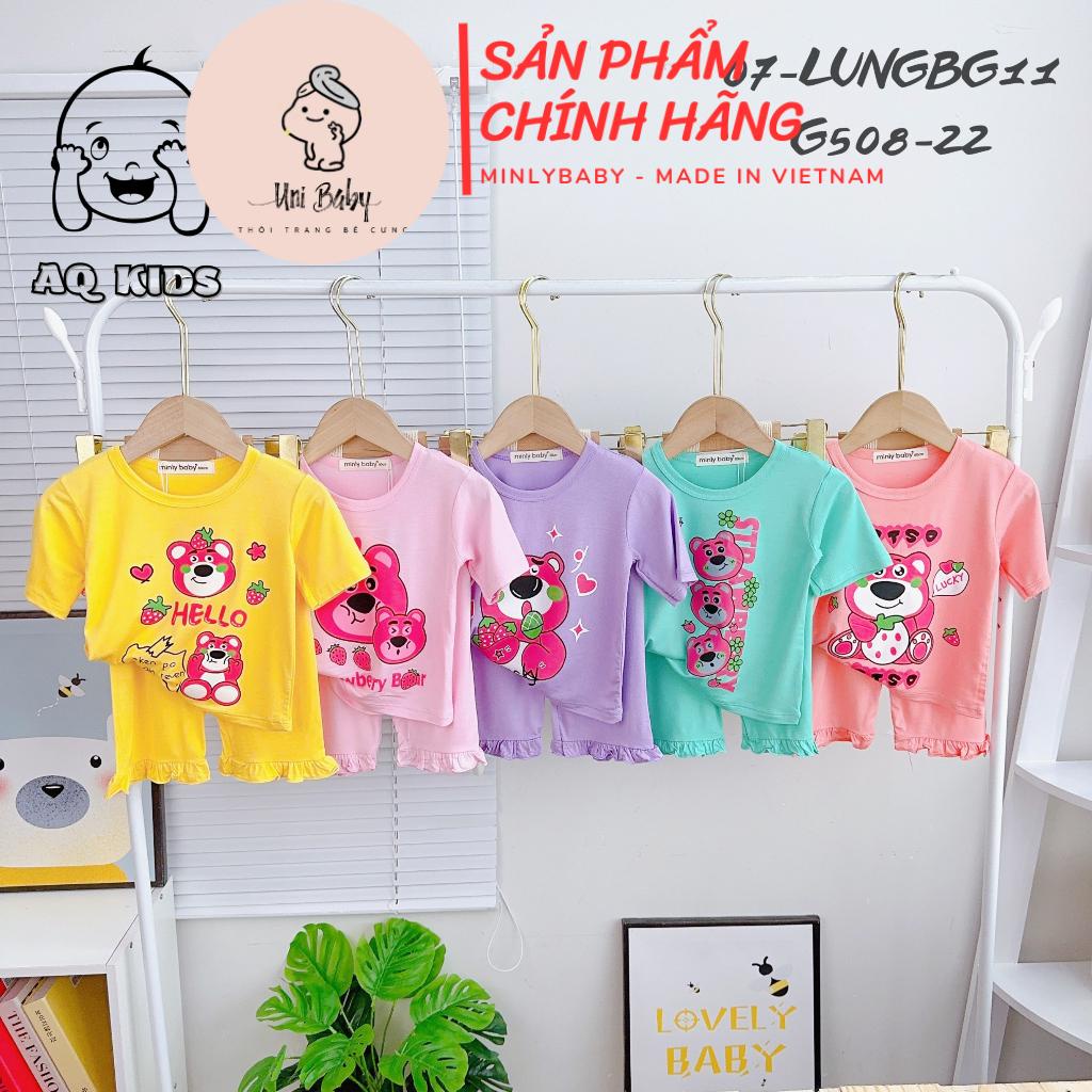Đồ Bộ Bé Gái Gấu Dâu Vải Thun Lạnh Mềm Mát Hàng Minlybaby Chính Hãng Size Đại Unibaby - LUNGBG11