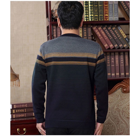 Áo sweater Kẻ Sọc Cổ Tròn Thời Trang Cho Đàn Ông Trung Niên