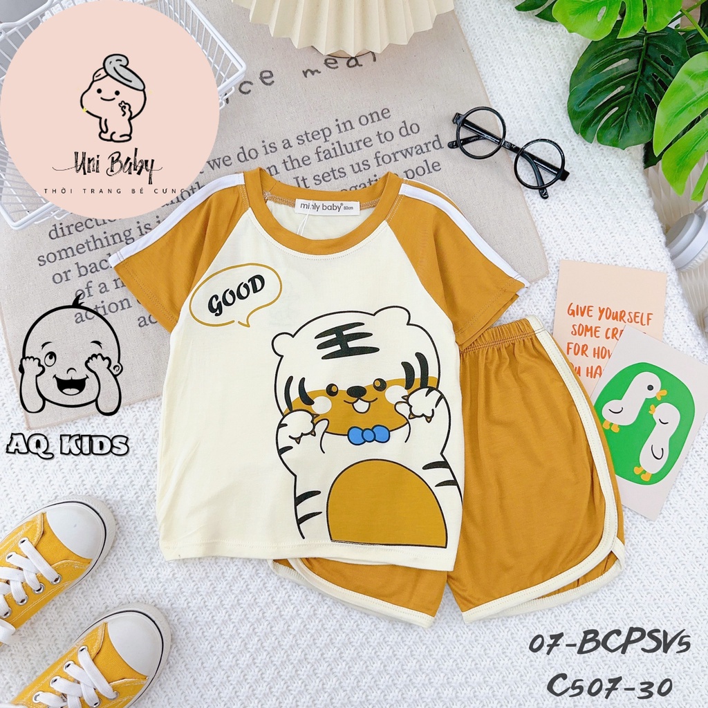 Bộ Cộc Tay Minlybaby Vải Thun Lạnh, Đồ Bộ Mùa Hè Bé Trai Hàng Chính Hãng - Unibaby - BCPSV5