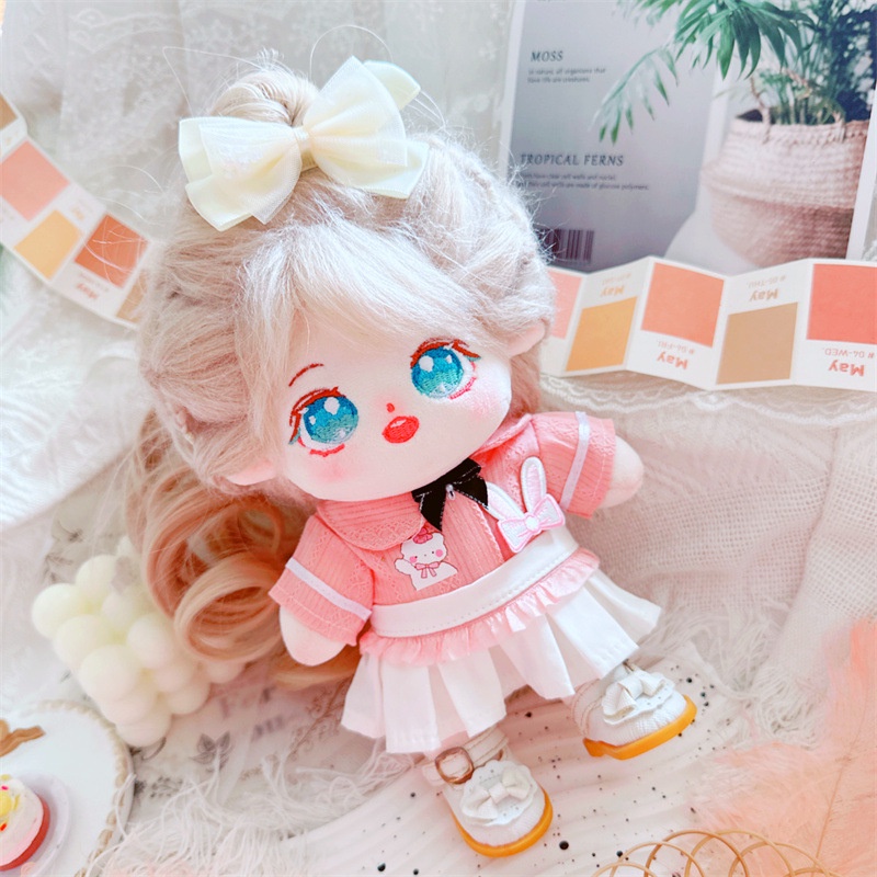 Búp Bê Nhồi Bông cotton 20cm Mặc Váy Đồng Phục Dễ Thương