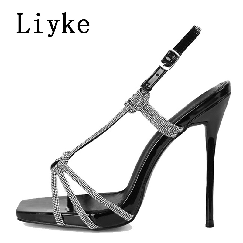 Liyke Giày Cao Gót Đính Đá Lấp Lánh Thời Trang Mùa Hè Cho Nữ